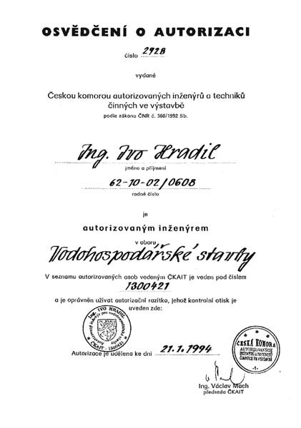 Osvědčení o autorizaci